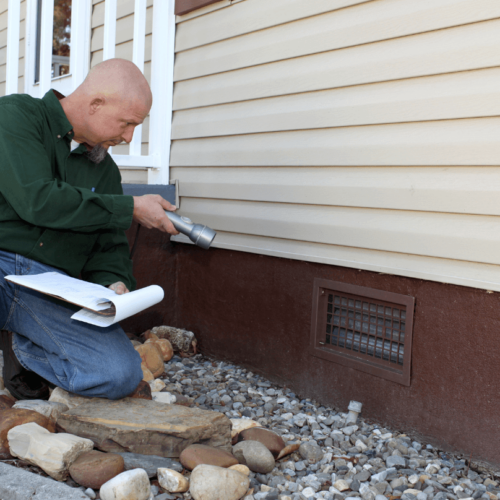 Foundation crack in concrete wall requiring professional inspection