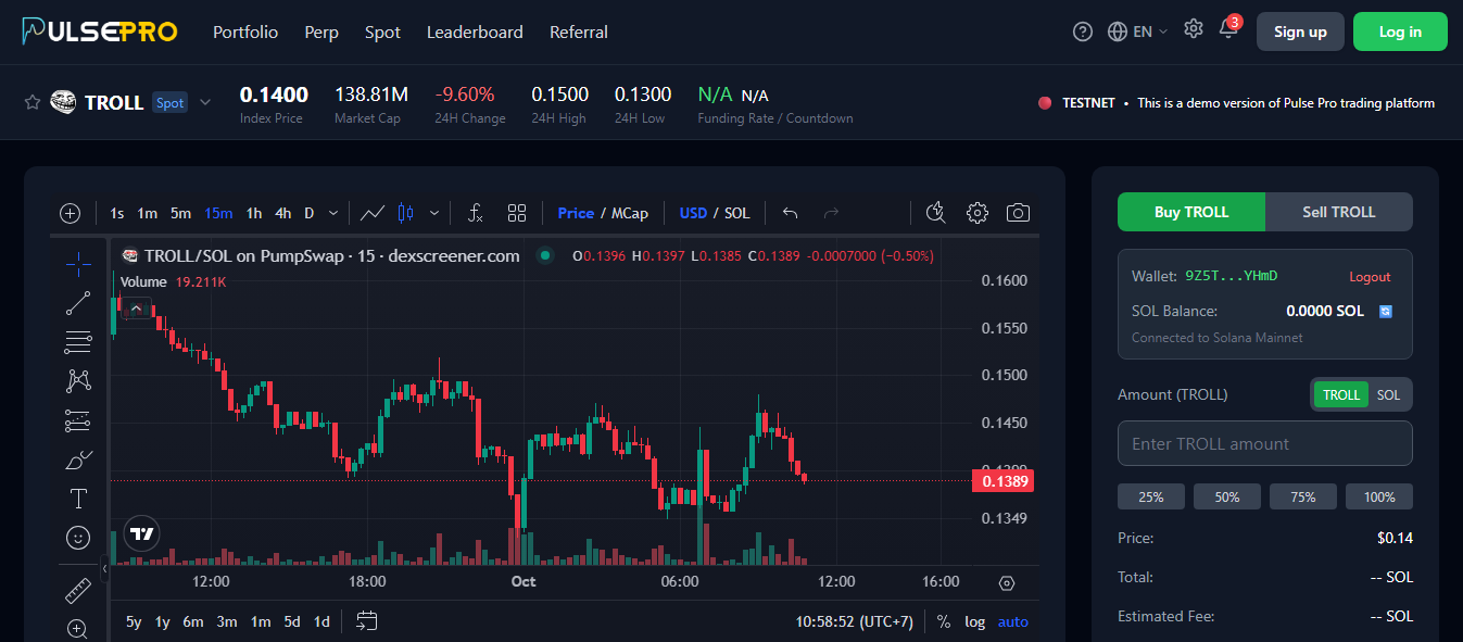 Spot Trading Interface