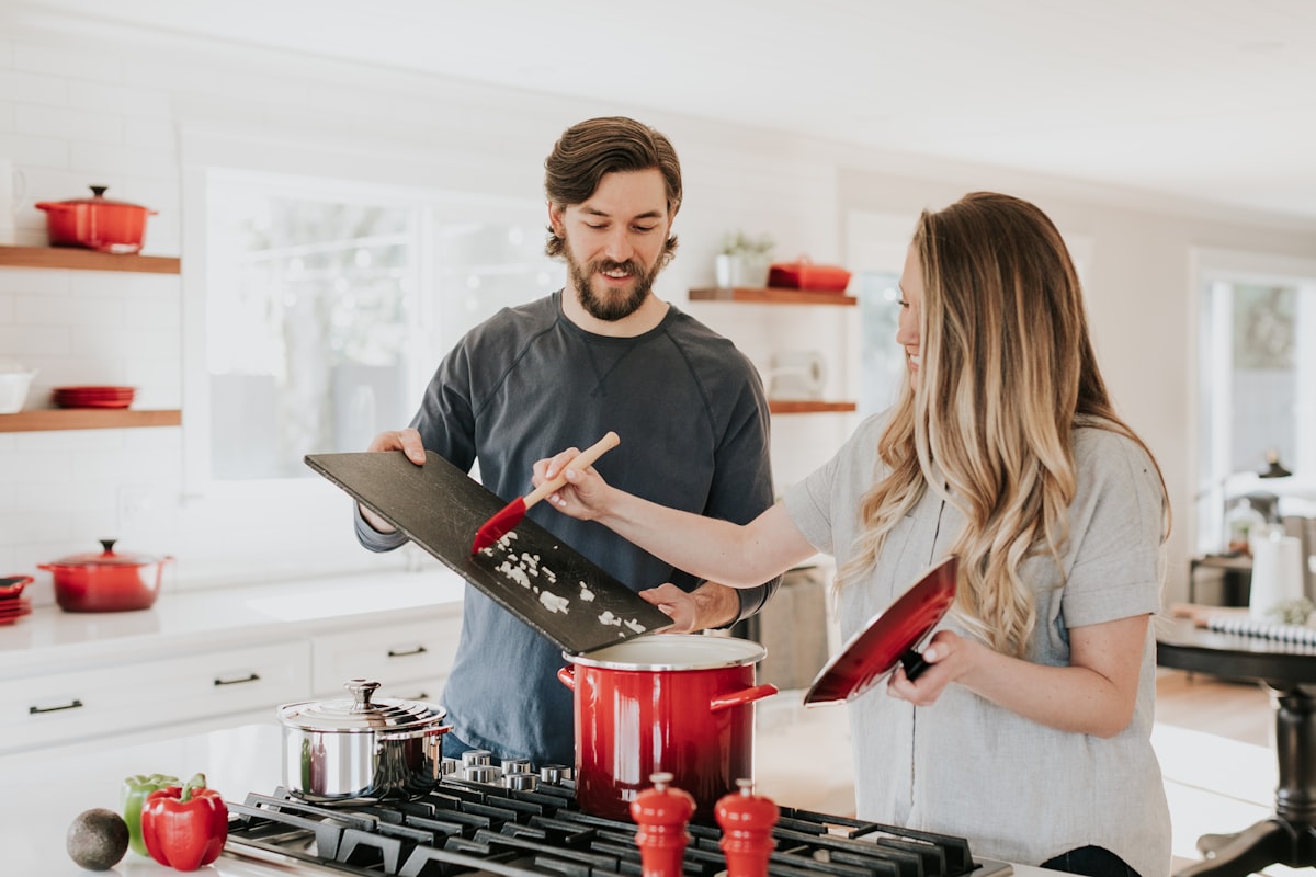 Man cooking in modern kitchen