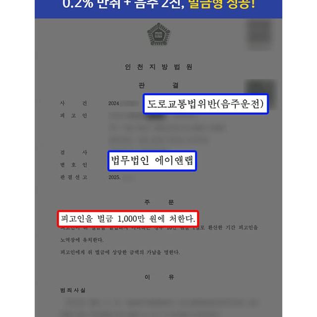 혈중알코올농도 0.2% + 움주 2전과하여 대퇴거나 별정 심사 이결에니