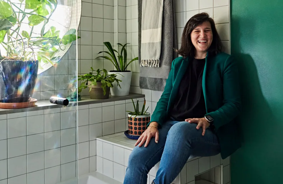 Green tiled bathroom