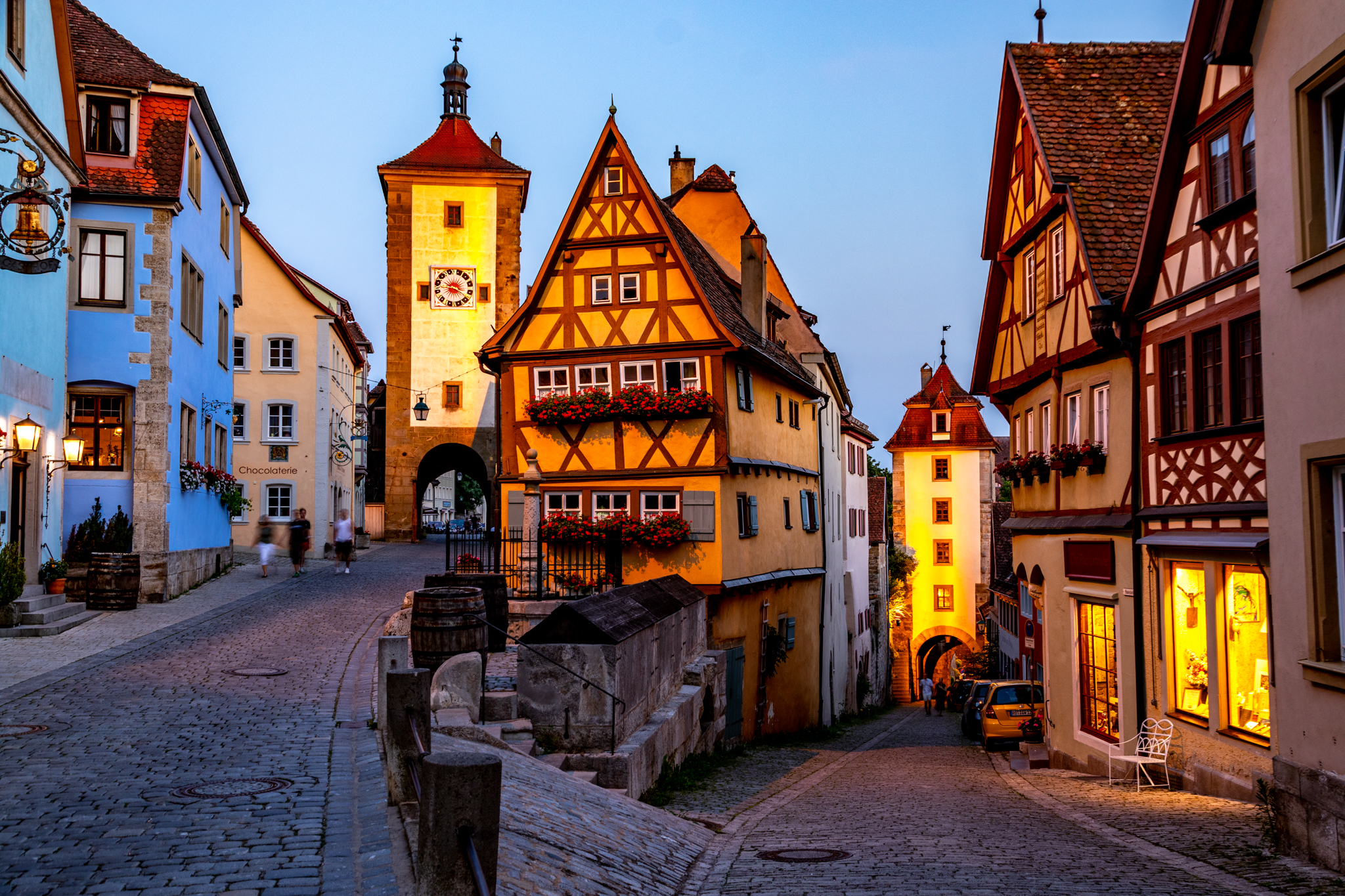 Beautiful Rothenburg streets at dusk