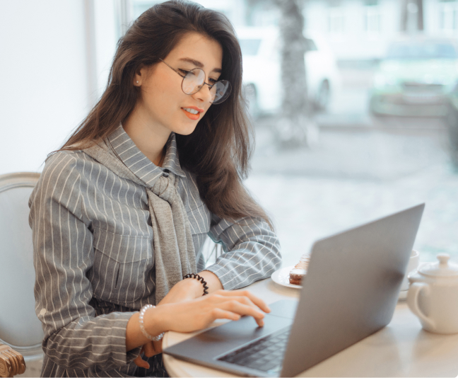 Professional woman working on laptop
